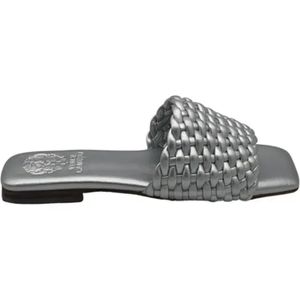 Vince Camuto Leather Quilted Slide Sandals Arissa Silver.